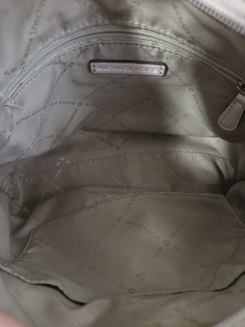 Michael Kors Light Pink and White Signature Stripe Shoulder Bag - Picture 6 of 6